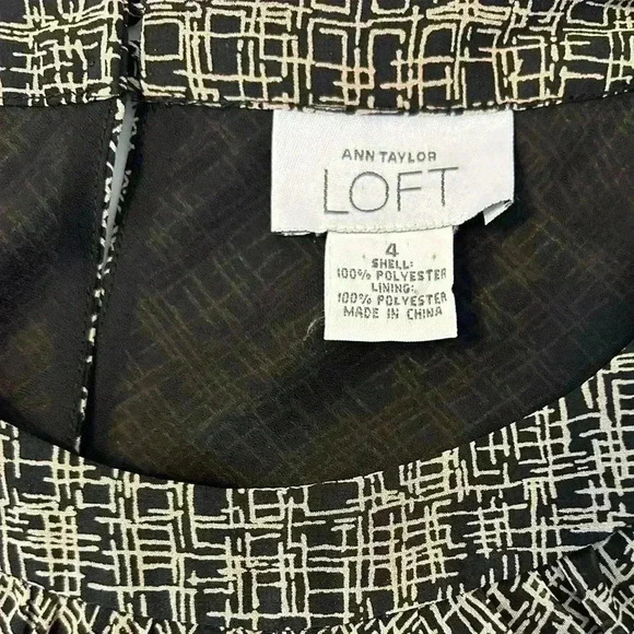 Ann Taylor LOFT Women's Black Geometric Midi Dress Size 4 Casual - Picture 2 of 9